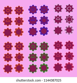 cogwheel colorful set of six forms.