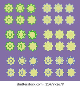 Cogwheel colorful set of six forms.