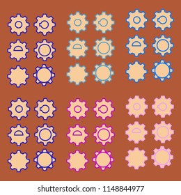 Cogwheel colorful set of six forms.
