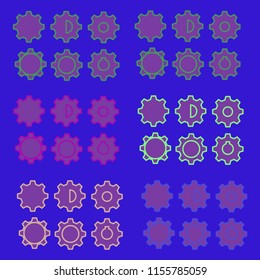 cogwheel colorful set of six forms.