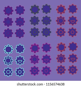 cogwheel colorful set of six forms.