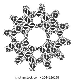 Cogwheel composition organized in the group of cogwheel icons. Vector iconized composition combined from simple items.
