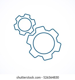 Cogwheel and development  Blue line icon