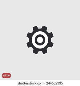 Cogwheel and development icon. Flat design style. Made vector illustration