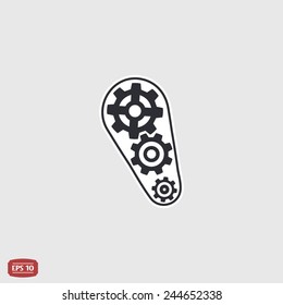 Cogwheel and development icon. Flat design style. Made vector illustration
