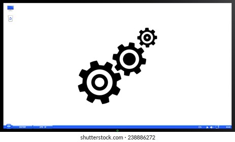 Cogwheel and development icon on the screen monitor. Made vector illustration