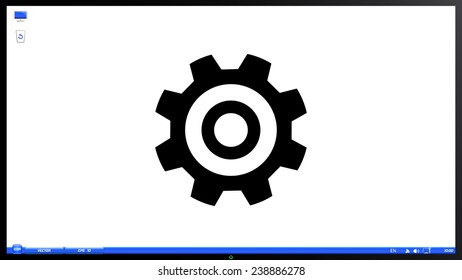 Cogwheel and development icon on the screen monitor. Made vector illustration