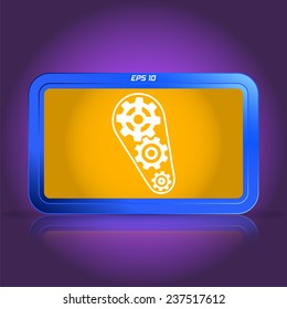 Cogwheel and development icon. Specular reflection. Made vector illustration