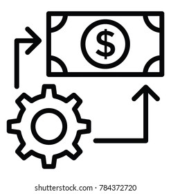 A cogwheel with a dollar cash representing business optimization