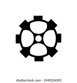 Cogwheel drawing on a white background, vector illustration