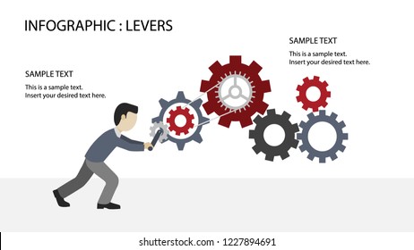 Cogwheel element mechanism technology drive push business to key achieve success info graphic for artwork clip art flat design vector infographics.