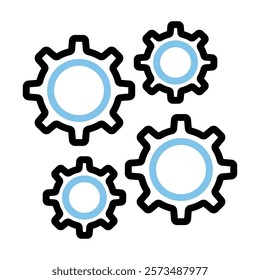  Cogwheel engineering Color line icon, editable vector icon, pixel perfect, illustrator ai file