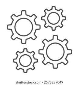 Cogwheel engineering thinline icon, editable vector icon, pixel perfect, illustrator ai file 
 