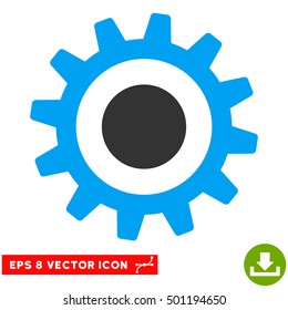 Cogwheel EPS vector icon. Illustration style is flat iconic bicolor blue and gray symbol on white background.