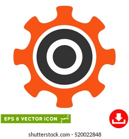 Cogwheel EPS vector icon. Illustration style is flat iconic bicolor orange and gray symbol on white background.