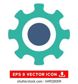 Cogwheel EPS vector icon. Illustration style is flat iconic bicolor cobalt and cyan symbol on white background.