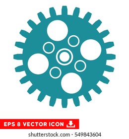 Cogwheel EPS vector icon. Illustration style is flat iconic soft blue symbol on white background.