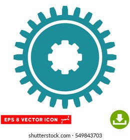 Cogwheel EPS vector icon. Illustration style is flat iconic soft blue symbol on white background.