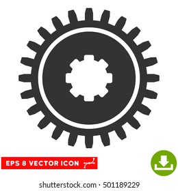 Cogwheel EPS vector pictogram. Illustration style is flat iconic gray symbol on white background.