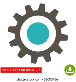 Cogwheel EPS vector pictogram. Illustration style is flat iconic bicolor grey and cyan symbol on white background.