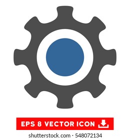 Cogwheel EPS vector pictogram. Illustration style is flat iconic bicolor cobalt and gray symbol on white background.