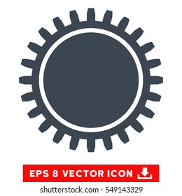 Cogwheel EPS vector pictogram. Illustration style is flat iconic smooth blue symbol on white background.