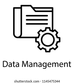 Cogwheel and file folder together defining data management icon vector 