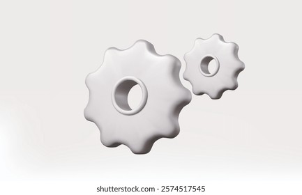 Cogwheel gear 3D vector icon Technical support concept. engineering teamwork industry technology machine company repair system development 3d render illustration minimal cartoon sytle