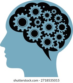 Forma cerebral de engrenagem Cogwheel representa conceito de inovação de ideia criativa no estilo silhueta para a saúde mental com inteligência de solução complexa