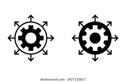 cogwheel gear with expand arrow icon vector