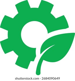 Engrenagem de roda dentada com folha verde