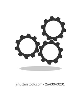 Cogwheel gear icon with shadow
