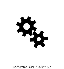 Cogwheel Gear Mechanism. Flat Vector Icon. Simple black symbol on white background