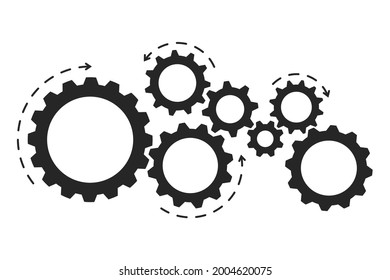 Cogwheel gear mechanism, progress, construction concept, business development, teamwork, concept, or UI element. Simple flat vector illustration