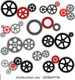 Cogwheel Gear Mechanism.
Set of gears on a white background. Vector illustration.