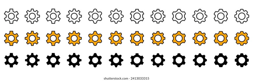 Cogwheel gear mechanism settings icon set