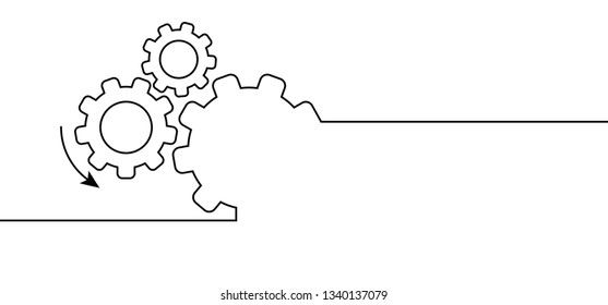 Cogwheel, gear mechanism settings tools. Fun drawing vector gears person icon or sign. Service cog brain pattern or template banner.