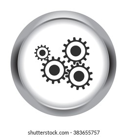Cogwheel gear mechanism sign simple icon on  round background