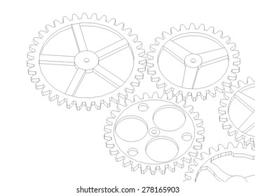 Cogwheel gear mechanism vector