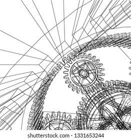Cogwheel gear mechanism vector background