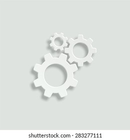 cogwheel gear mechanism vector icon - paper illustration
