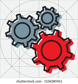 Cogwheel gear mechanism vector settings
