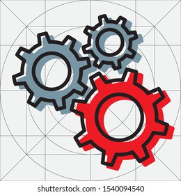 Cogwheel gear mechanism vector settings
