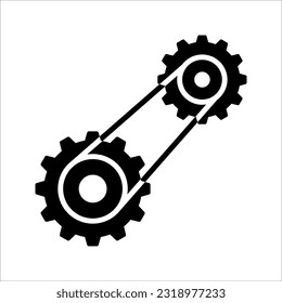 Icono vectorial de la configuración del mecanismo de engranajes de la rueda de la rueda. ilustración vectorial sobre fondo blanco