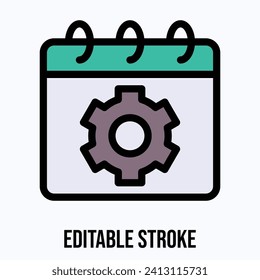 Cogwheel Gear Setting Calendar Vector Icon.