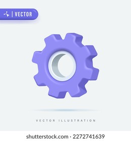 Cogwheel Gear, Setting Symbol. Repair, Optimizing, Workflow Concept. 3D Vector Icon. Cartoon Minimal Style.