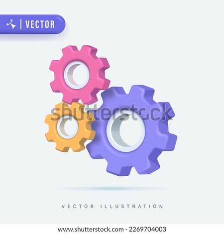 Cogwheel Gear, Setting Symbol. Repair, Optimizing, Workflow Concept. 3D Vector Icon. Cartoon Minimal Style. [[stock_photo]] © 