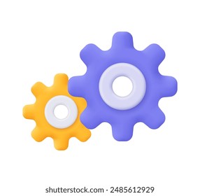 Cogwheel gear, setting symbol. Technical support, repair, optimization and workflow concept. 3d vector icon. Cartoon minimal style.