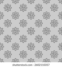 Cogwheel gear with user profile line seamless pattern, repair service theme. Vector graphics. User custom settings sign with background, repeat line icon