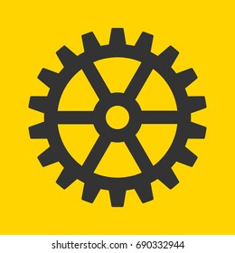 cogwheel, gear vector flat illustration on colored background